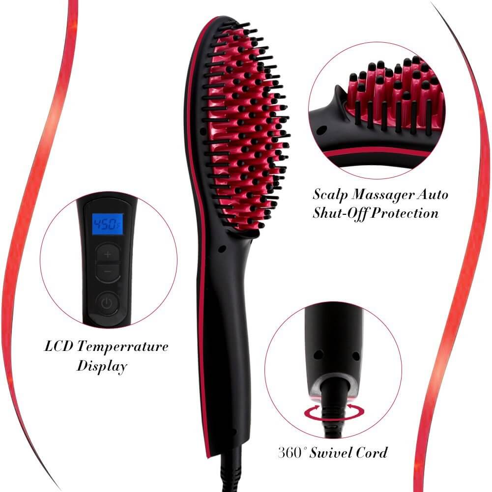 Ceramic Hair Straightener Brush Hairdressing Tools