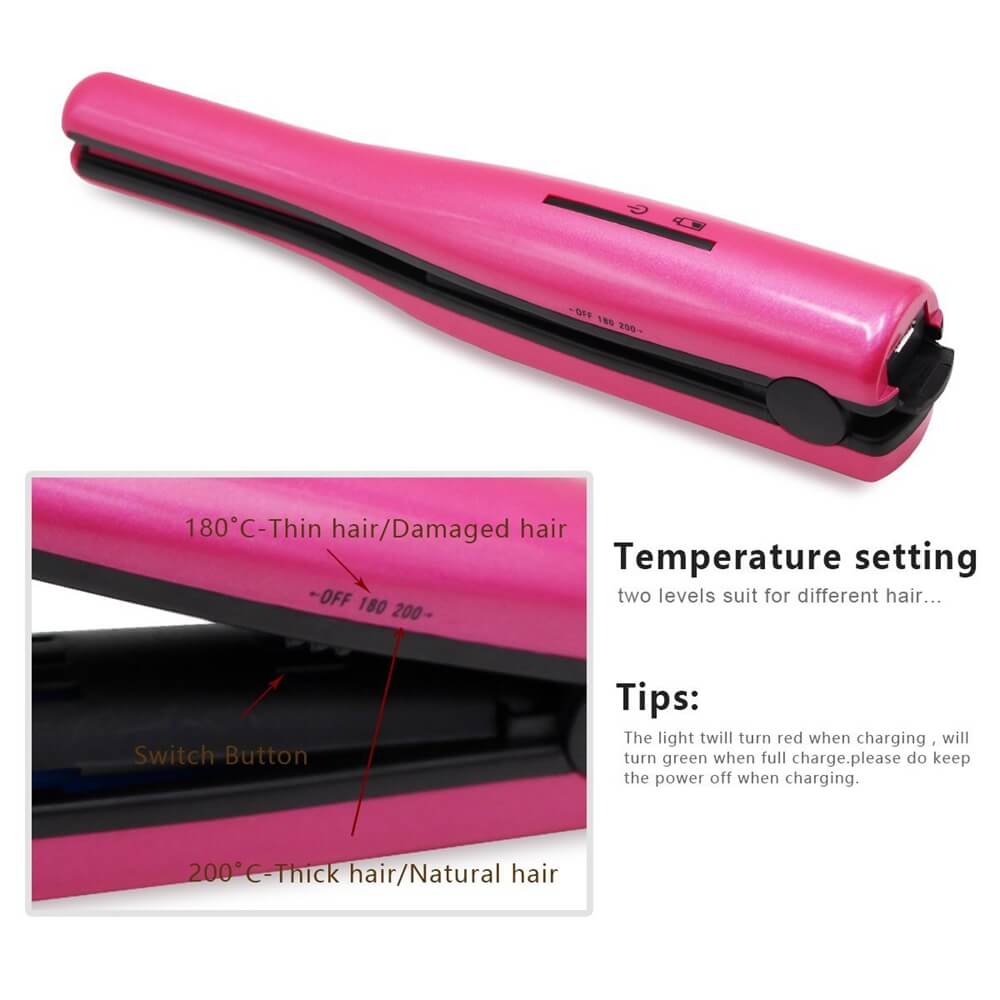Curling Iron Li-ion Rechargeable Cordless Hair Straightener